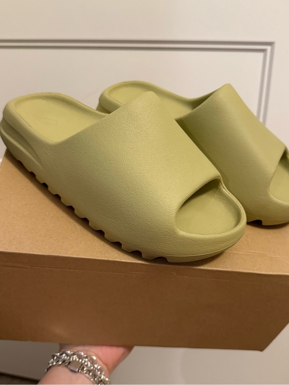 Yeezy Slide Sandals in Olive Green